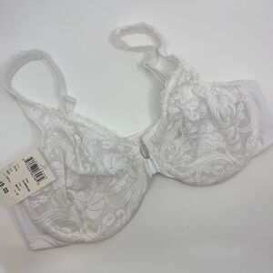 Glamorise White Floral Lace Bra 44B